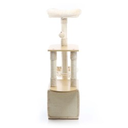 Fudajo kiipeilypuu beige 106 cm puu pehmo ja sisal kissatalolla ja tähystyspaikalla