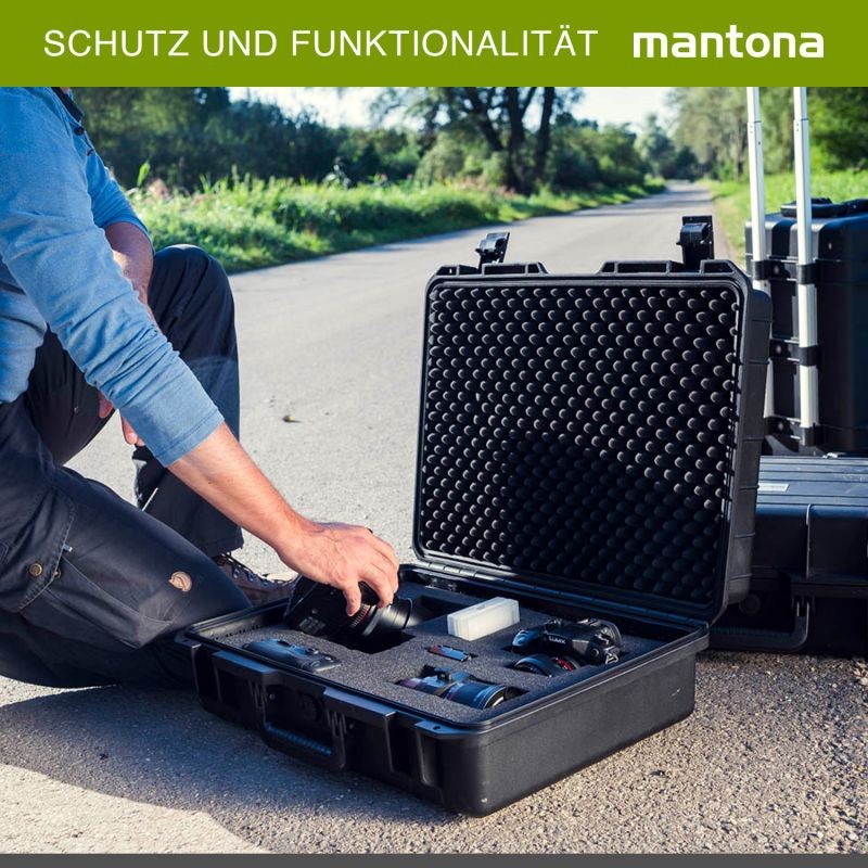 Mantona Outdoor Schutzkoffer M+ vedenpitävä suojalaukku 18 l, pölytiivis, iskunkestävä, vaahdomuovivuorauksella