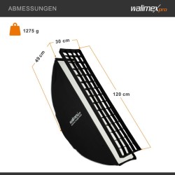 Walimex pro Essential Striplight-softbox 30 x 120 cm, kenno, Bowens- ja Elinchrom-adapterit, kuljetuslaukku