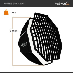 Walimex pro Essential Oktagon-softbox 90 cm, Bowens- ja Hensel EH -adapterit, kenno ja kantolaukku