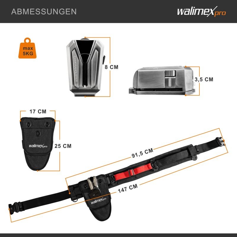 Walimex pro Kameravyö V-Dock Argus ja V-Clip - vyöjärjestelmä holsterilla