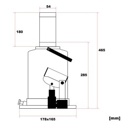 Hydraulinen pullonostin 32 t Slow down toiminto 285 465 mm
