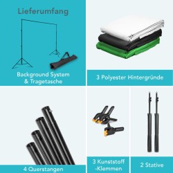 Instarter Taustajärjestelmä 1 55 3 05 m 3 polyesteritaustaa vihreä valkoinen musta
