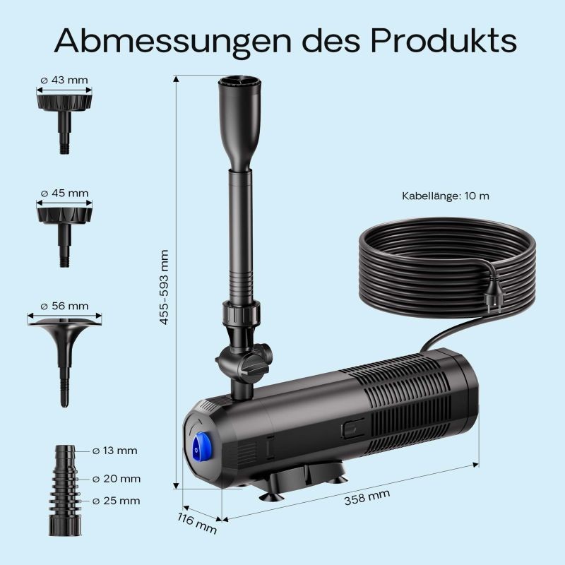 SunSun CUP-359 lampupumppu, biofiltteri ja UVC-selkeytin 2000 l/h 45W