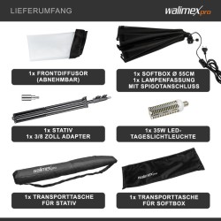 Walimex pro Octagon-softbox 55 cm ja 35 W LED-valaistussetti FT-8051-jalustalla