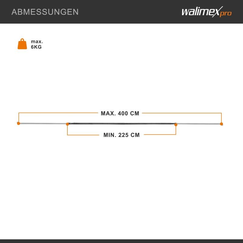 Walimex pro teleskooppinen taustotanko 225-400 cm, 6 kg, alumiini, musta