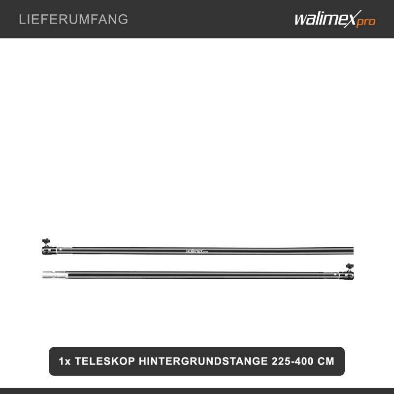 Walimex pro teleskooppinen taustotanko 225-400 cm, 6 kg, alumiini, musta