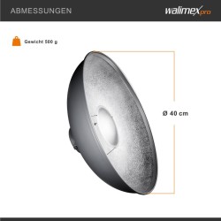 Walimex pro Beauty Dish 40 cm valonmuokkaaja, Bowens & Walimex pro -liitäntä