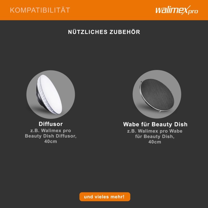 Walimex pro Beauty Dish 40 cm valonmuokkaaja, Bowens & Walimex pro -liitäntä