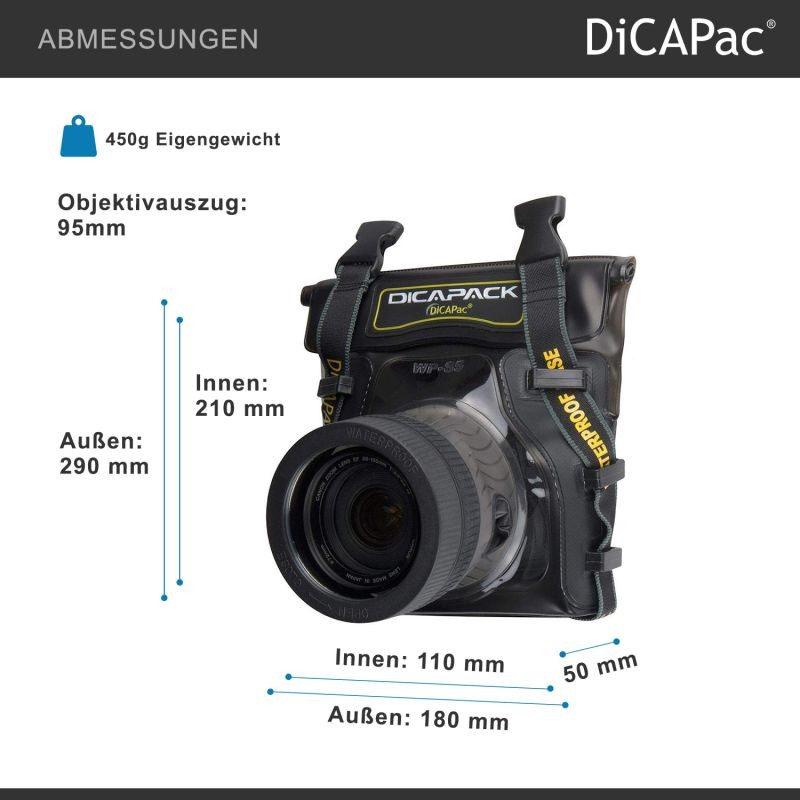 DiCAPac WP-S5 vedenkestävä kameralaukku kompaktikameroille, 5 m syvyyteen, antrasiitti
