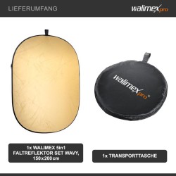 Walimex 5-in-1 taitettava heijastinsarja 150 x 200 cm kulta/hopea/musta/läpinäkyvä/valkoinen