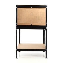 Työpöytä 800 x 500 x 1400 mm, MDF-työtaso, teräsrunko, reikälevy ja vetolaatikko, ruskea