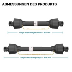 Voimansiirtokardaani T1 800-880 mm 540 U/min 210 Nm 18 kW 25 PS 6-hammasteinen