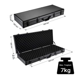 Lukittava asekotelo, 84 x 35,5 x 11 cm, alumiinivahvisteinen, musta