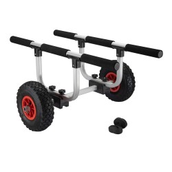 Taitettava alumiininen kuljetusvaunu kanootille, kajakille ja SUP-laudalle, kantavuus 90 kg, 26 cm renkaat