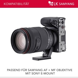Samyang jalustakaulus Sony E-mount AF- ja MF-objektiiveille, Arca-Swiss