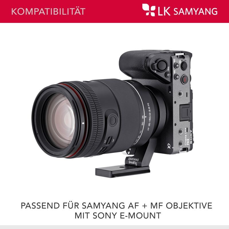 Samyang jalustakaulus Sony E-mount AF- ja MF-objektiiveille, Arca-Swiss
