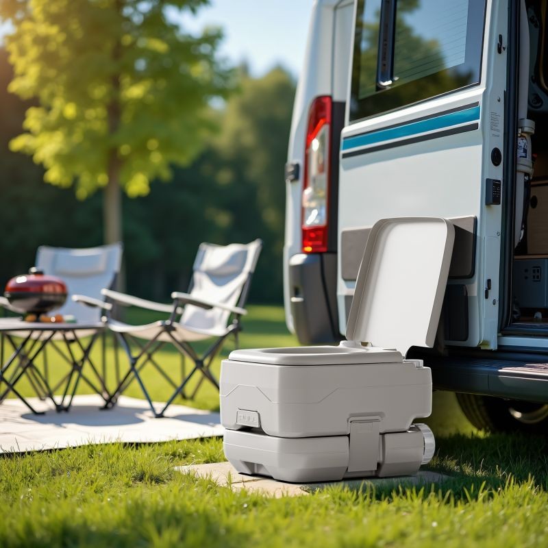 Siirrettävä camping-wc 10 l, manuaalinen pumppu, valkoinen