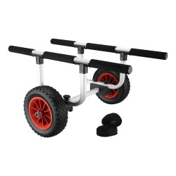 Taitettava alumiininen kuljetusvaunu kanootille, kajakille ja SUP-laudalle, max. 90 kg, 22 cm PU-pyörät