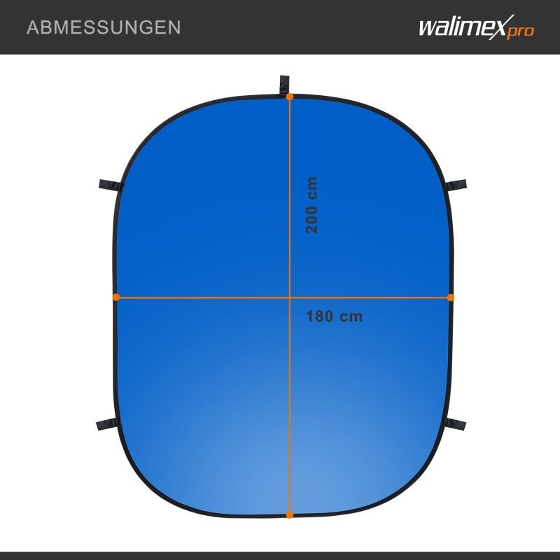 Walimex pro 2-in-1 taitettava tausta harmaa/sininen 210 x 180 cm, kantolaukulla