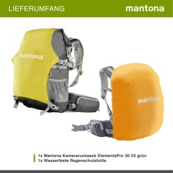 Mantona elementsPro 30 V2 kamerareppu vihreä 300 x 180 x 480 mm DSLR ja järjestelmäkameroille