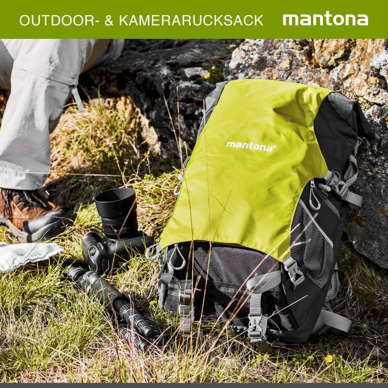 Mantona elementsPro 30 V2 kamerareppu, vihreä, 300 x 180 x 480 mm, DSLR- ja järjestelmäkameroille