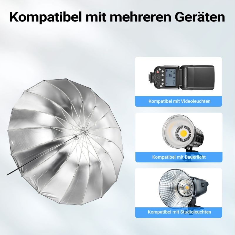Walimex pro Parabolinen heijastinvarjo ja diffuusori -setti 129 cm, musta/hopea