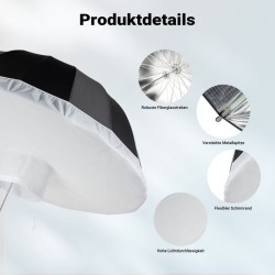 Walimex pro Parabolinen heijastinvarjo ja diffuusori -setti 129 cm, musta/hopea