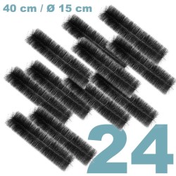 Suodatinharjat lampiin, 24 kpl, 40 cm x Ø 15 cm, musta, polypropeeni