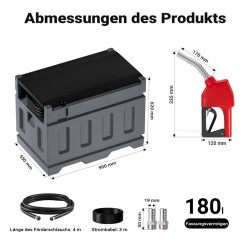 Siirrettävä diesel-tankkausyksikkö 180 l, 12 V pumppu