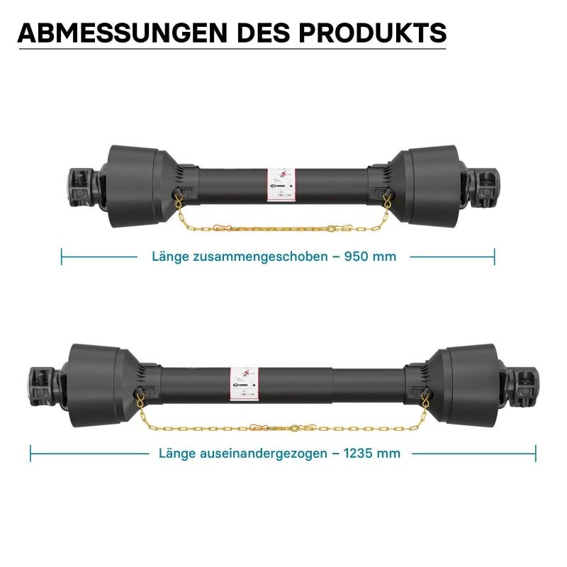 Voimansiirtokardaani T1 950-1045 mm 210 Nm 540 rpm 18 kW 25 PS 6 hammasta