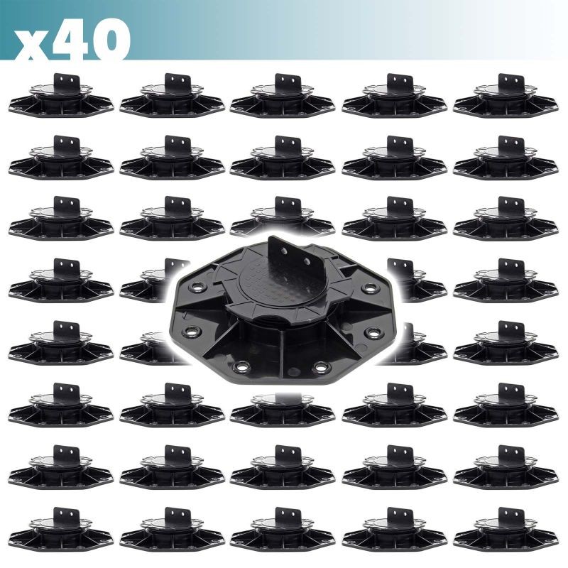 XPOtool Säädettävät terassituet 40 kpl, 2700 kg, 18–28 mm, musta