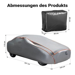 XPOtool Auton suojapeite M 431x165x119 cm, vedenpitävä, rakeensuojattu, harmaa