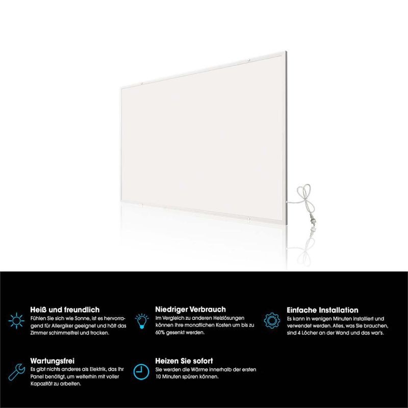 Infrapunapaneeli 400 W, keraaminen pinnoite, 720 x 620 x 15 mm, seinäasennus