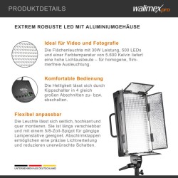Walimex pro LED 500 LED-paneelivalaisin 30 W, päivänvalo, videokuvaus