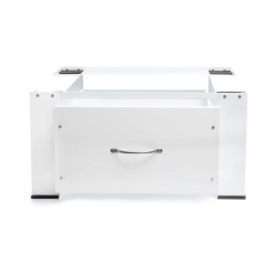 Pesukoneen ja kuivausrummun korotusjalusta vetolaatikolla, teräs, valkoinen, max. 150 kg, 635x545x320 mm