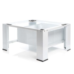Pesukoneen ja kuivausrummun korotusjalusta vetolaatikolla, teräs, valkoinen, max. 150 kg, 635x545x320 mm