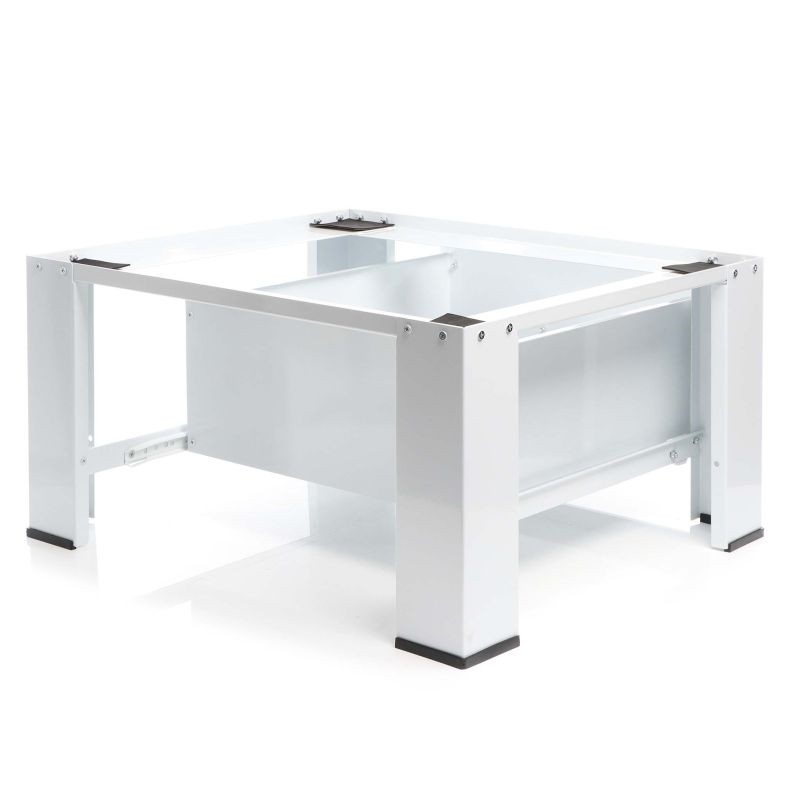 Pesukoneen ja kuivausrummun korotusjalusta vetolaatikolla, teräs, valkoinen, max. 150 kg, 635x545x320 mm