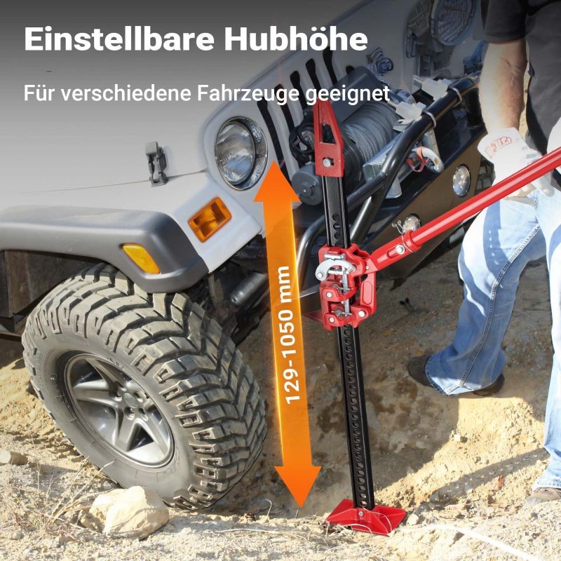 Maasturanostin 3000 kg, nostokorkeus 105 cm, punainen, maastoautoille, SUV ja ATV