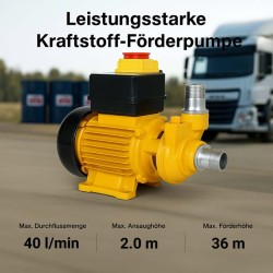 Diesel- ja lämmitysöljypumppu 230 V 550 W 40 l/min, takaiskuventtiili ja letkuliittimet