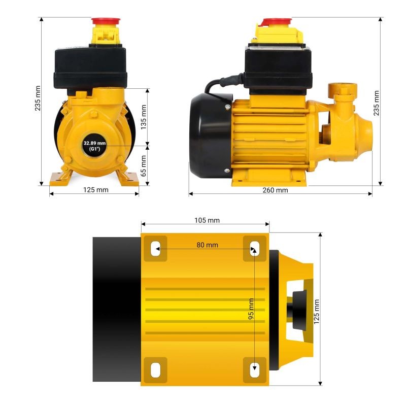 Diesel- ja lämmitysöljypumppu 230 V 550 W 40 l/min, takaiskuventtiili ja letkuliittimet