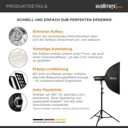 Walimex pro Striplight Softbox 22 x 90 cm, kenno, maski, Bowens-adapteri ja kuljetuslaukku
