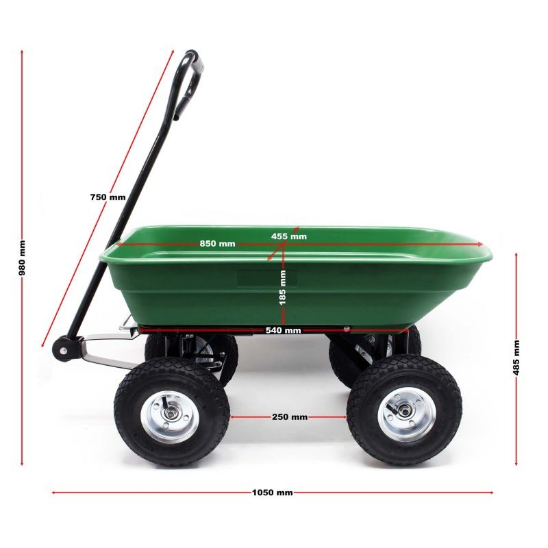 Puutarhakärry kippitoiminnolla, 50 l, 200 kg, vihreä