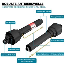 Voimansiirtokardaani T2 740 mm 270 Nm 23 kW 34,9 mm 6 hammasta