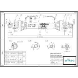 Voimansiirtokardaani T2 740 mm 270 Nm 23 kW 34,9 mm 6 hammasta