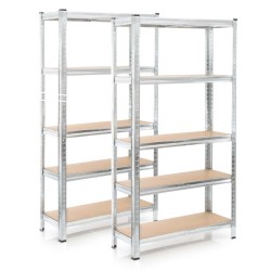 Raskaankäyttöinen hyllysetti 2 kpl 180x90x45 cm 5 hyllytasoa 875 kg sinkitty teräs