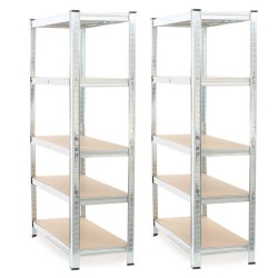Raskaankäyttöinen hyllysetti 2 kpl, 180x90x45 cm, 5 hyllytasoa, 875 kg, sinkitty teräs