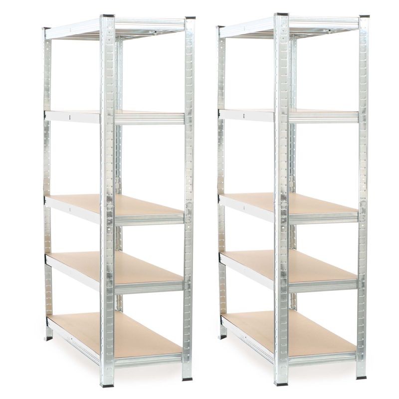 Raskaankäyttöinen hyllysetti 2 kpl, 180x90x45 cm, 5 hyllytasoa, 875 kg, sinkitty teräs