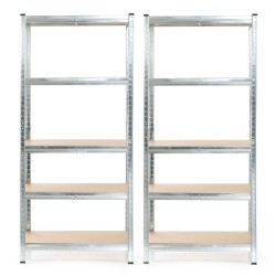 Raskaankäyttöinen hyllysetti 2 kpl, 180x90x45 cm, 5 hyllytasoa, 875 kg, sinkitty teräs