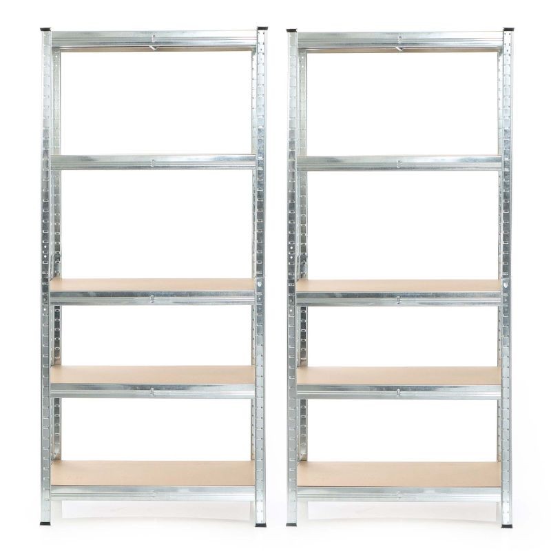 Raskaankäyttöinen hyllysetti 2 kpl, 180x90x45 cm, 5 hyllytasoa, 875 kg, sinkitty teräs